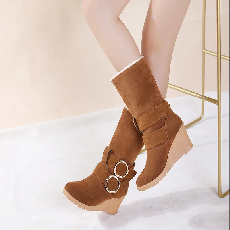 ASUMER big size 34-43 fashion mid calf boots women round toe ladies wedges shoes buckle flock winter keep warm snow boots women
ASUMER big size 34-43 fashion mid calf boots women round toe ladies wedges shoes buckle flock winter keep warm snow boots women