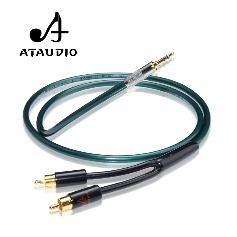 Y образный сплиттер ATAUDIO Hifi 3 5 мм на 2RCA стерео аудио кабель Hi Fi для аудиофила