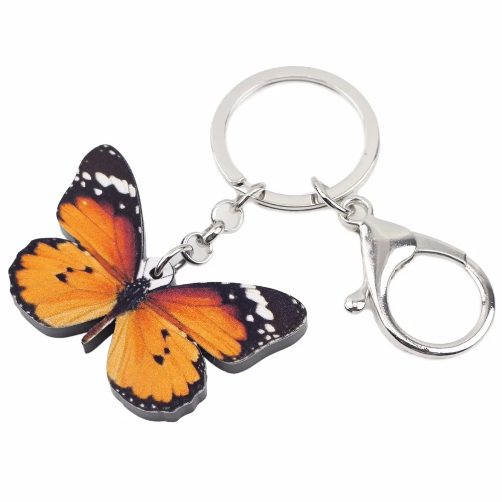 WEVENI Acrylic Cheap Jewelry Danaus Chrysippus Butterfly Holder For Women Girl Bag Party Car Key Charms Keychains GIFT | Украшения и