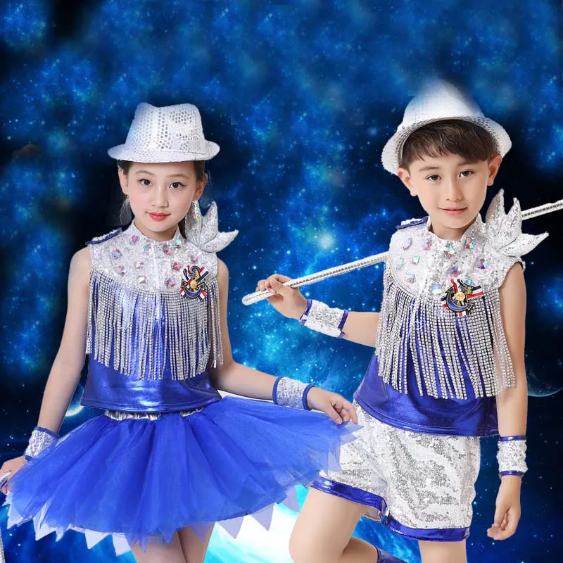 New Kids Children blue silver tassels Sequin Hip Hop Costume Stage Jazz Dance Costumes Suit Girls dress tutu Boys Pants shoes
New Kids Children blue silver tassels Sequin Hip Hop Costume Stage Jazz Dance Costumes Suit Girls dress tutu Boys Pants shoes