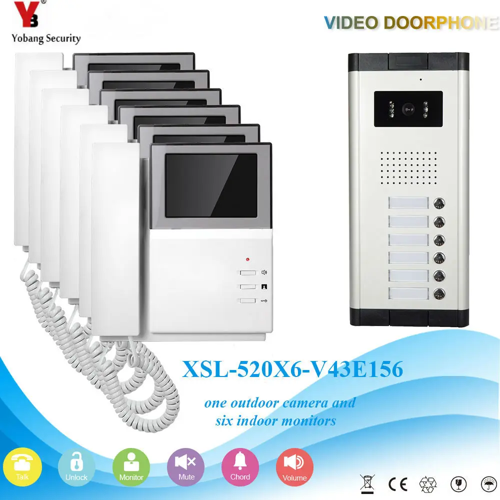 Yobang Security 4.3 Inch 6 Buttons Home Intercom Hands-free Video-Eye Door Camera Video DoorPhone Home Security Doorbell Kits
Yobang Security 4.3 Inch 6 Buttons Home Intercom Hands-free Video-Eye Door Camera Video DoorPhone Home Security Doorbell Kits