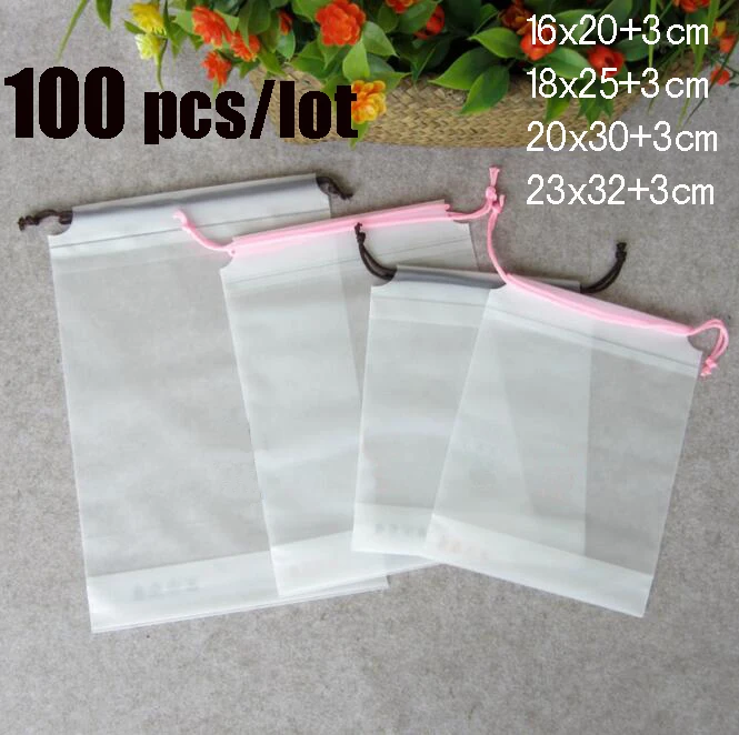 100 pcs/lot EVA Frosted Transparent Storage Bag Travel Cosmetic Pouch Waterproof Rope Sack Towel/Underwear Packing Bag
100 pcs/lot EVA Frosted Transparent Storage Bag Travel Cosmetic Pouch Waterproof Rope Sack Towel/Underwear Packing Bag