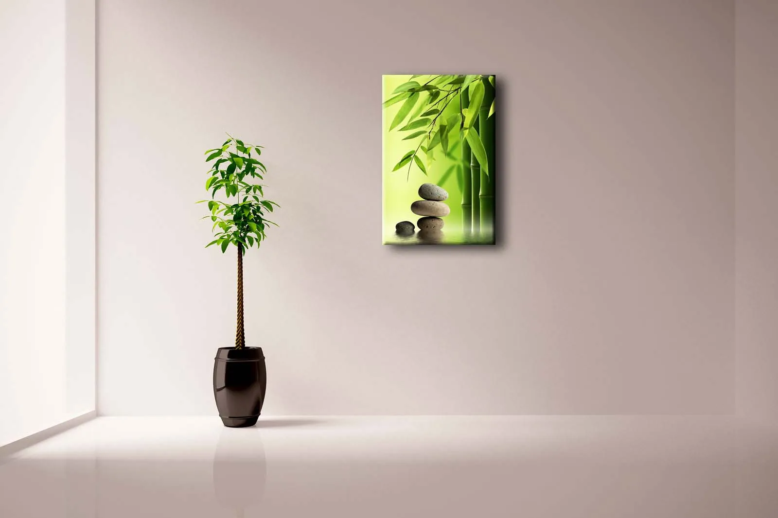 Настенные художественные картины в рамке зеленый спа бамбук Zen Камень холст
