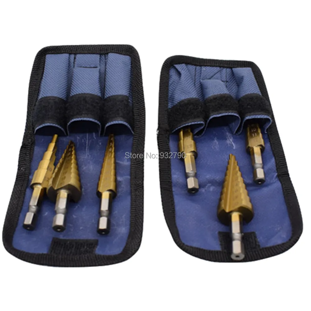 6pcs Step Drill Bit Cone Drill Bit Thin Metals Steel Aluminium Copper Brass Fibreglass Pvc Drilling 4-12mm 4-20mm 3-12mm + Pouch
6pcs Step Drill Bit Cone Drill Bit Thin Metals Steel Aluminium Copper Brass Fibreglass Pvc Drilling 4-12mm 4-20mm 3-12mm + Pouch