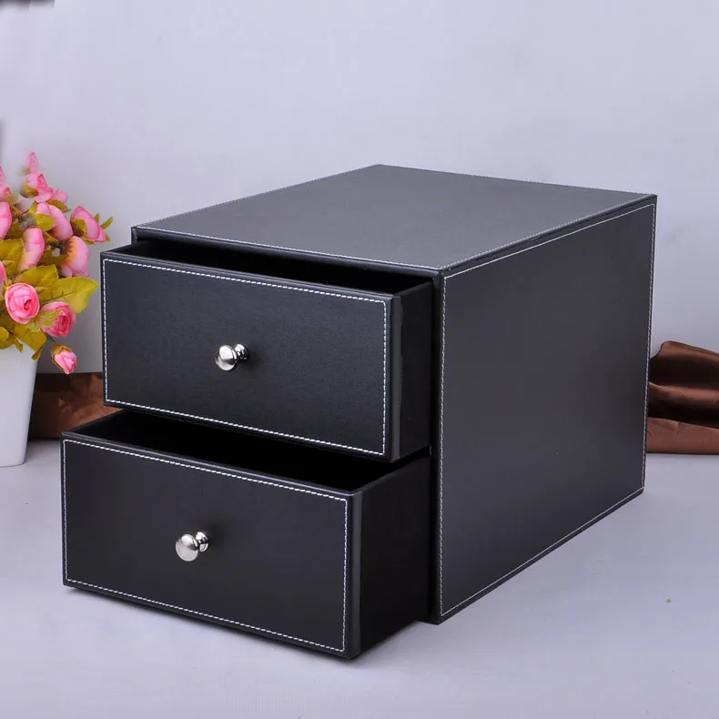 2- layer double drawer wood structure leather desk filing cabinet storage box office organizer document container blackPWJG005
2- layer double drawer wood structure leather desk filing cabinet storage box office organizer document container blackPWJG005