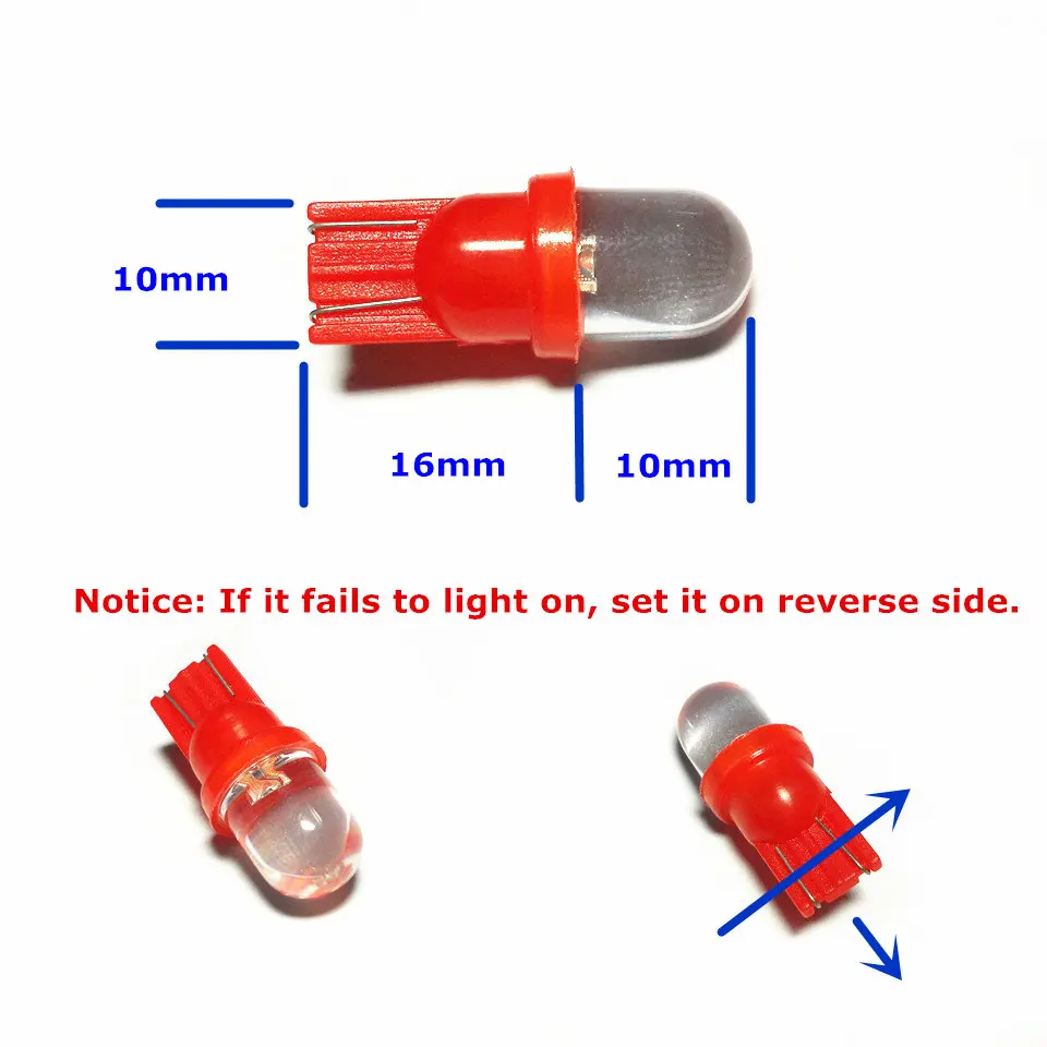 12V светодиодный красный цвет автомобильная лампа T10(10 мм точечная лампа) W5W W2.1X9.5d