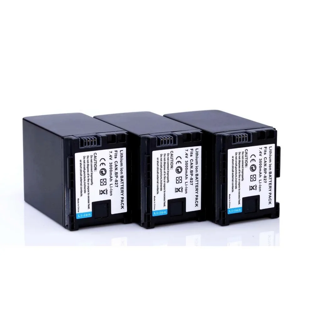 3 шт 7 4 V 3000 мА/ч BP-827 BP 827 камера Батарея пакет для CANON HF20 HF21 HF S11 S10 HF11 canon оптовая