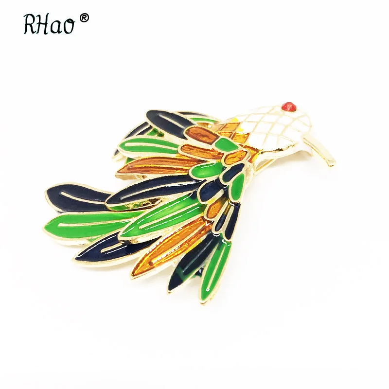 color Flying Birds Brooches Enamel White Head Green yellow Feather animal birds brooch pins for women girls lady jewelry | Украшения и