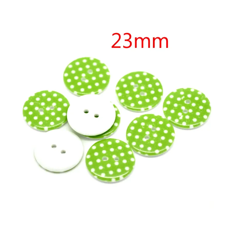 Фото 50 шт. Зеленые Круглые пуговицы для шитья из смолы в горошек детской одежды