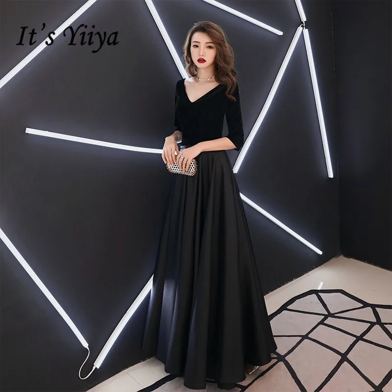 It's YiiYa Evening Dress Black V-neck A line Simple Formal Dresses Short Sleeve Backless Party Gown For Women E056
It's YiiYa Evening Dress Black V-neck A line Simple Formal Dresses Short Sleeve Backless Party Gown For Women E056