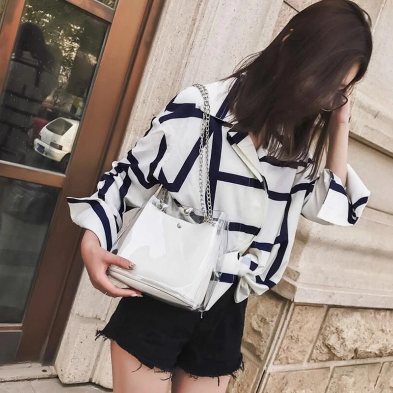 Fashion Women Transparent Bag Clear PVC Small Tote Messenger Bags Laser Holographic Shoulder Bag Female Lady Sac A Main LW-50
Fashion Women Transparent Bag Clear PVC Small Tote Messenger Bags Laser Holographic Shoulder Bag Female Lady Sac A Main LW-50