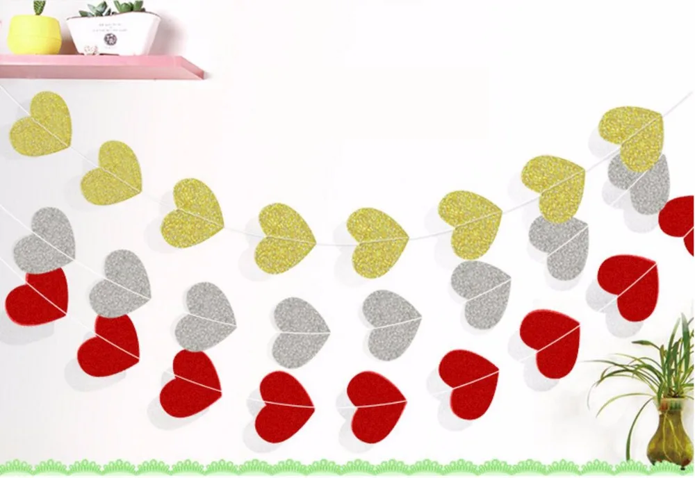 5pcs Gold/Silver/Red Heart Paper Garland For Wedding Party Birthday Christmas Holiday Venue Hanging Decoration
5pcs Gold/Silver/Red Heart Paper Garland For Wedding Party Birthday Christmas Holiday Venue Hanging Decoration