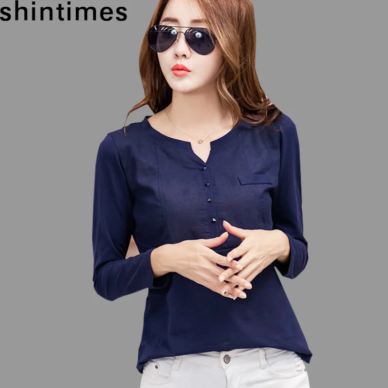 shintimes T-Shirt Women Cotton Patchwork Button 2019 Autumn And Winter Long Sleeve Female Tshirt V-Neck Casual Tee Shirt Femme
shintimes T-Shirt Women Cotton Patchwork Button 2019 Autumn And Winter Long Sleeve Female Tshirt V-Neck Casual Tee Shirt Femme