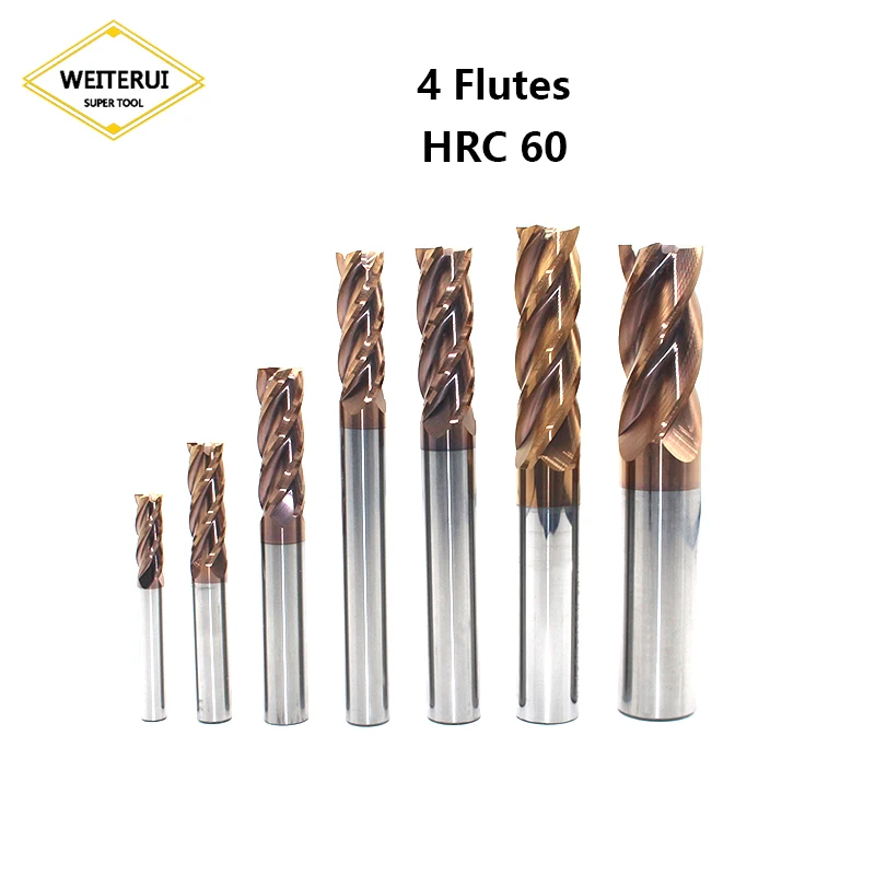 1pc 4 Flute HRC60 Endmill 4mm 5mm 6mm 8mm 12mm Carbide endmill machine Tungsten Steel cnc Milling Cutter End Mill tools
1pc 4 Flute HRC60 Endmill 4mm 5mm 6mm 8mm 12mm Carbide endmill machine Tungsten Steel cnc Milling Cutter End Mill tools