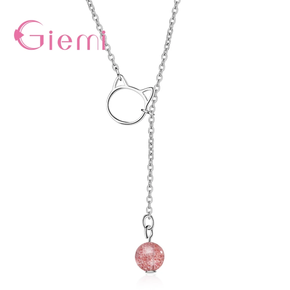 New Arrival Charm Cat Pendant Necklace 925 Sterling Silver Jewelry For Women Hang Pink Strawberry Stone Pretty Gift
New Arrival Charm Cat Pendant Necklace 925 Sterling Silver Jewelry For Women Hang Pink Strawberry Stone Pretty Gift