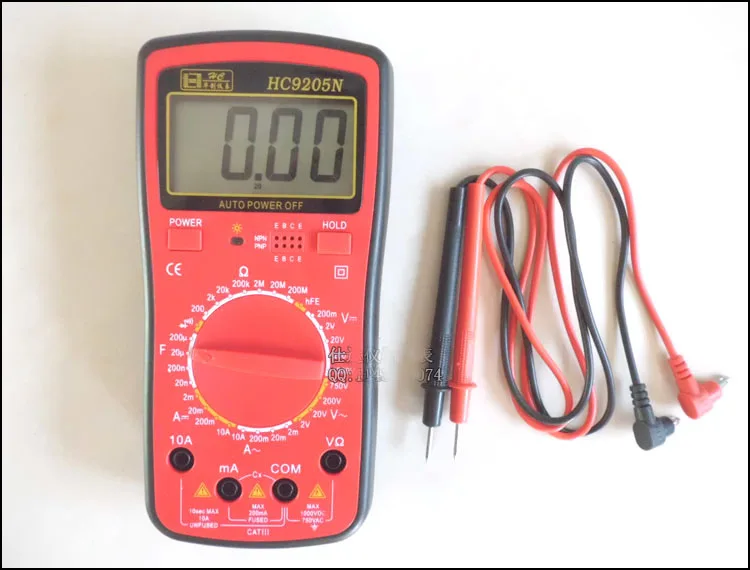 

Black Red 200mV-750V AC Voltage Ohm Resistance Digital Multimeter w 2 Test Lead HC9205N