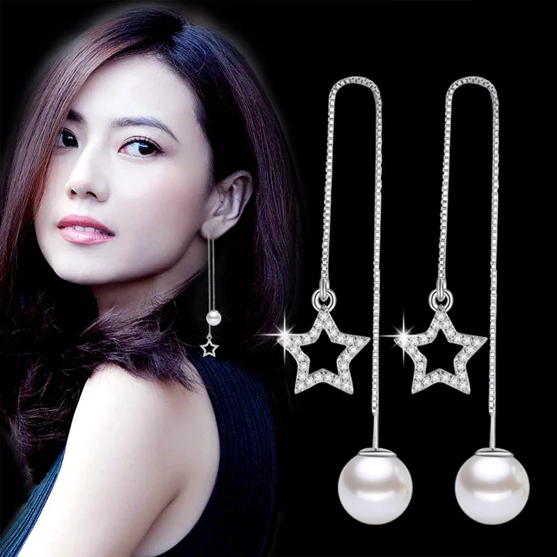 100% 925 sterling silver fashion pearl ladies`long stud earrings women jewelry gift drop shipping cheap
100% 925 sterling silver fashion pearl ladies`long stud earrings women jewelry gift drop shipping cheap