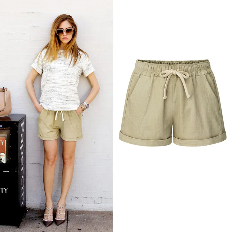 OUMOWEI Women's Shorts Summer New Loose Solid Color Casual Shorts Elastic Waist Cotton Ladies Shorts M To 6XL Size
OUMOWEI Women's Shorts Summer New Loose Solid Color Casual Shorts Elastic Waist Cotton Ladies Shorts M To 6XL Size