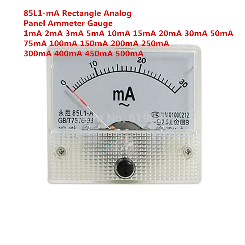 85L1 mA AC Белый пластиковый корпус Аналоговый панельный Амперметр 1mA 2mA 3mA 5mA 10mA 20mA 30mA