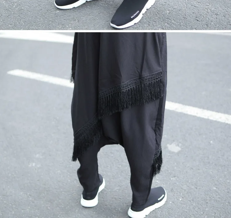 Men Japanese Samurai Harem Hakama Tassel Pants Trousers Loose Hip Hops Cross-pants Black
Men Japanese Samurai Harem Hakama Tassel Pants Trousers Loose Hip Hops Cross-pants Black