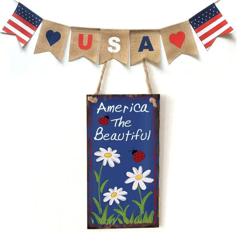 Vintage Wooden Hanging Plaque America The Beautiful Flower Sign Board Wall Door Home Decoration Independence Day Party Gift
Vintage Wooden Hanging Plaque America The Beautiful Flower Sign Board Wall Door Home Decoration Independence Day Party Gift