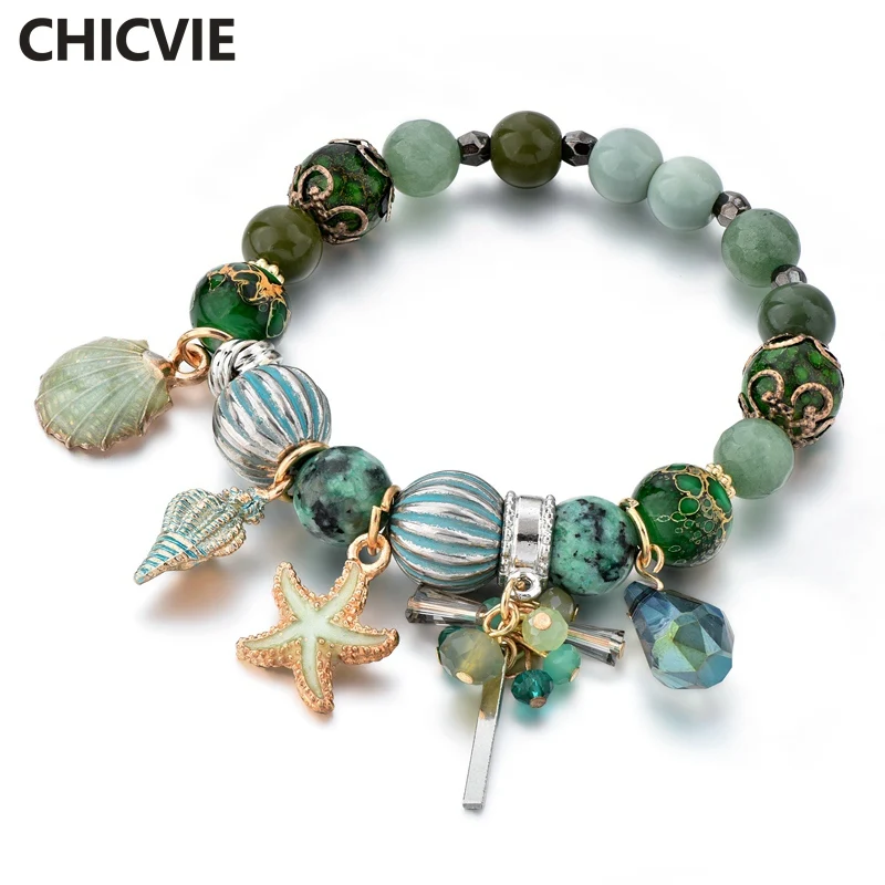 CHICVIE Green Conch & Starfish friendship Bracelets & Bangles Charms For Women Jewelry Making Custom charms Bracelets SBR180080
CHICVIE Green Conch & Starfish friendship Bracelets & Bangles Charms For Women Jewelry Making Custom charms Bracelets SBR180080