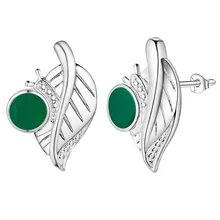 Женские серебряные серьги KEAZOKSQ с зелеными