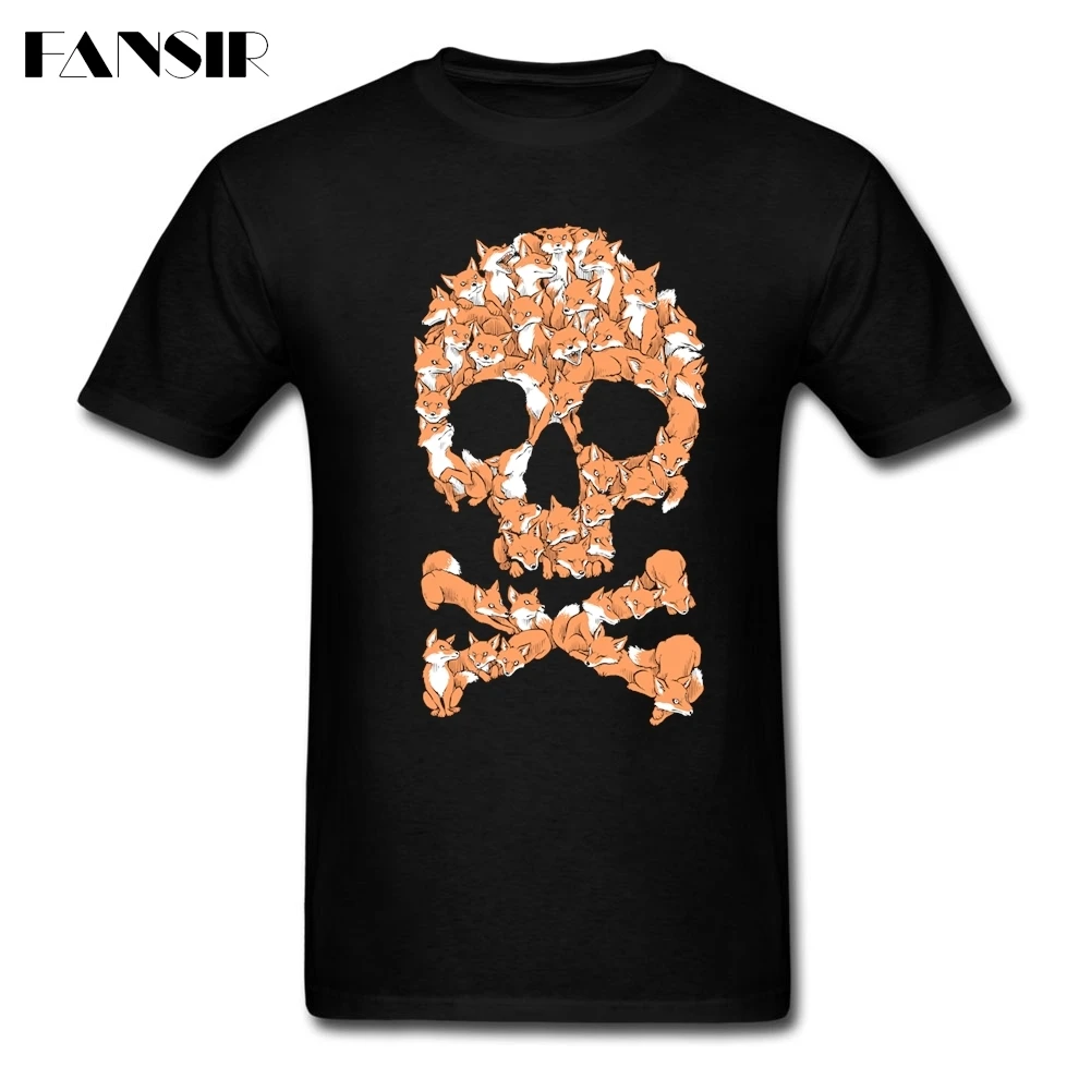 Go лиса себя короткий рукав футболки мужской личности Camiseta 100% хлопок с круглым