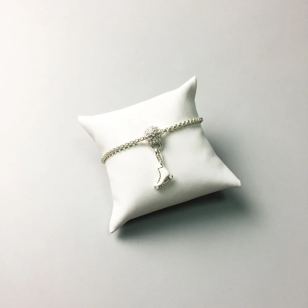 925 Sterling Silver White CZ Paved Charm Carrier Beads Fit Bracelets Necklaces Thonmas Style DIY Accessories Ts Gift for Women | Украшения