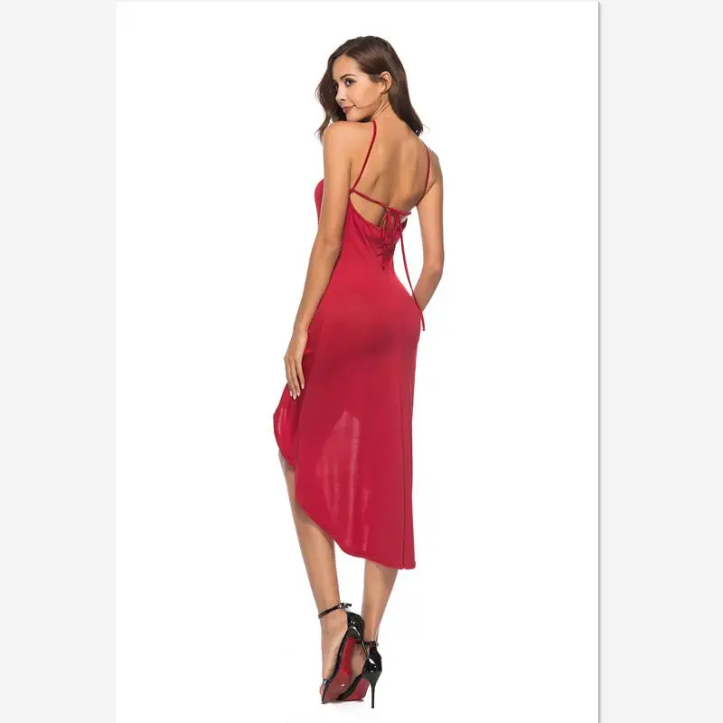 2018 summer or autumn sexy backless dress office lady spaghetti strap sexy dress irregular ruffled dress 
2018 summer or autumn sexy backless dress office lady spaghetti strap sexy dress irregular ruffled dress