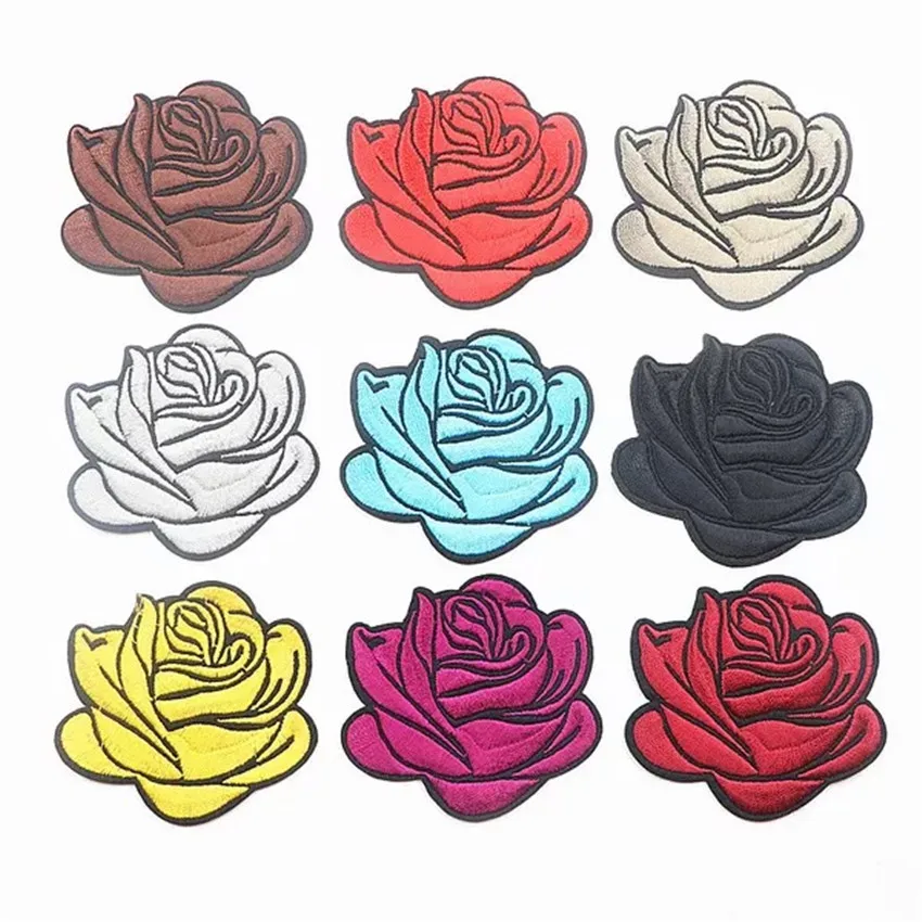 Экологичная вышитая Роза железа на заплатках для одежды вышивка полосой одежде