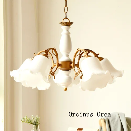 American pastoral White Flower Chandelier living room dining room bedroom Nordic retro LED creative Glass Chandelier
American pastoral White Flower Chandelier living room dining room bedroom Nordic retro LED creative Glass Chandelier