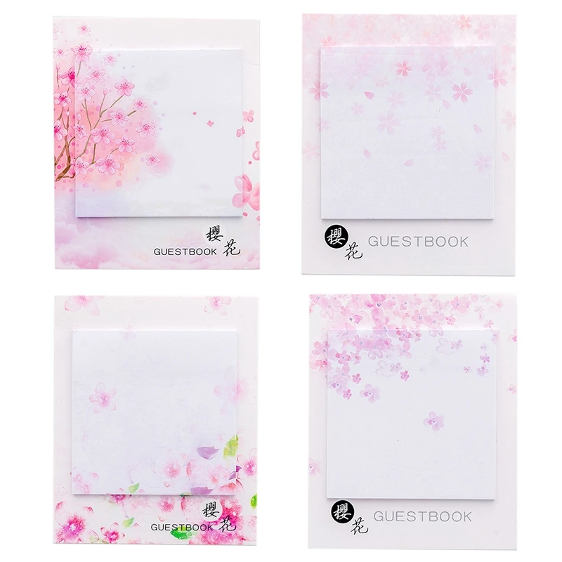 

4 шт. милые кавайные вишневые цветы блокнот клейкая бумага для заметок, Канцтовары, наклейки, размещенные, планировщик стикер s блокноты офис...