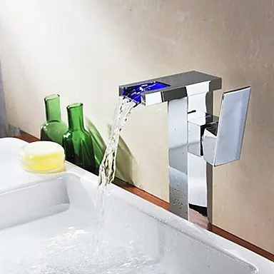 Azos Waterfall LED Faucet Discoloration Wash Basin Brass Chrome Cold and Hot Switch Temperature Control Continental Above Counte
Azos Waterfall LED Faucet Discoloration Wash Basin Brass Chrome Cold and Hot Switch Temperature Control Continental Above Counte