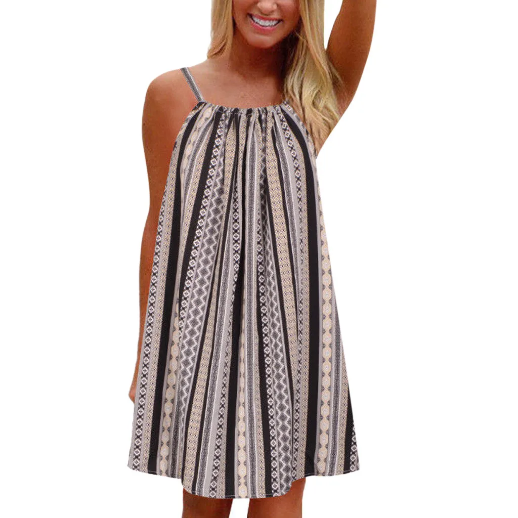 Women Dresses Boho Sleeveless Vintage Stripe Print Holiday Beach Summer Swing Mini Womens Dress #30
Women Dresses Boho Sleeveless Vintage Stripe Print Holiday Beach Summer Swing Mini Womens Dress #30