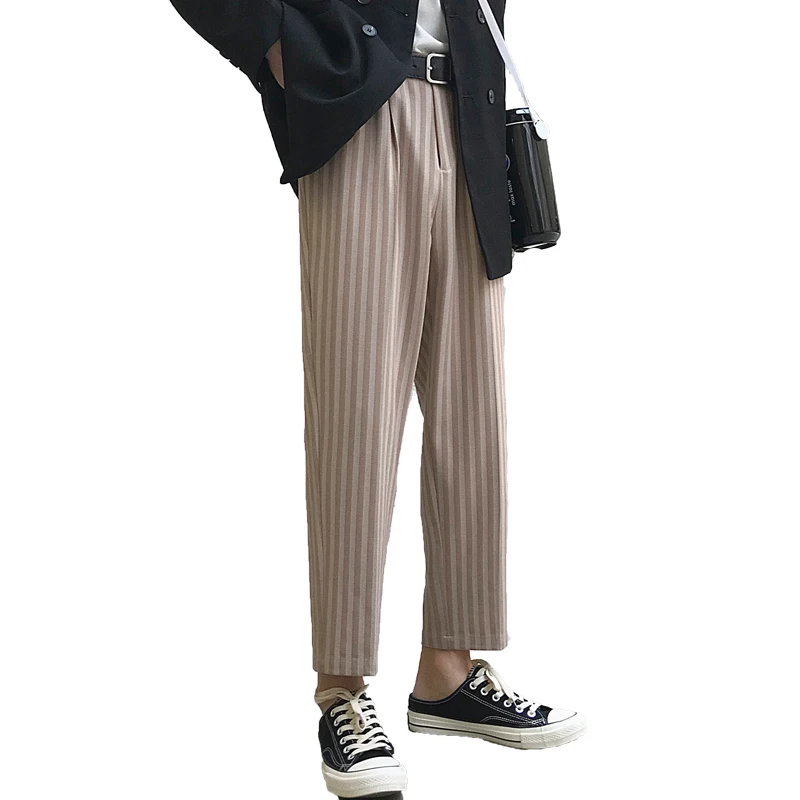 2019 Spring New Original England Nine Points Wide Leg Straight Stripe Loose Men's Casual Drap PersonalityBusiness Trousers 28-34
2019 Spring New Original England Nine Points Wide Leg Straight Stripe Loose Men's Casual Drap PersonalityBusiness Trousers 28-34