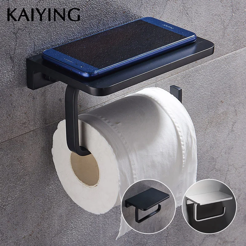 KAIYING Toilet Paper Holder Alumimum Bathroom Accessories Wall-Mounted with Mobile Phone Storage Shelf Rack,Black/Silver
KAIYING Toilet Paper Holder Alumimum Bathroom Accessories Wall-Mounted with Mobile Phone Storage Shelf Rack,Black/Silver