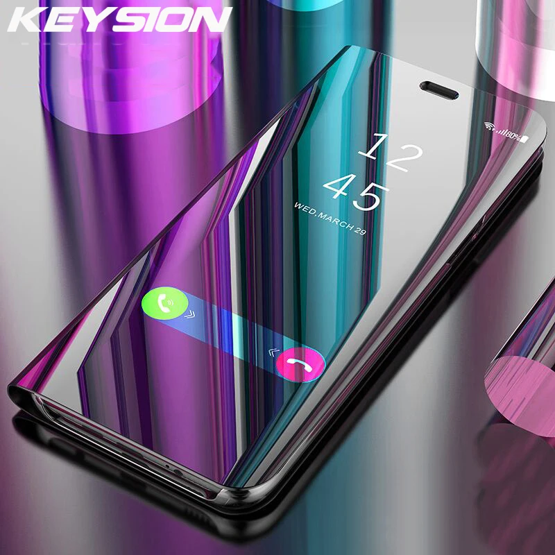 Зеркальный флип чехол KEYSION с подставкой для Xiaomi Redmi Note 7 6 5 Pro 4X 3 Smart Прозрачный 6A Plus