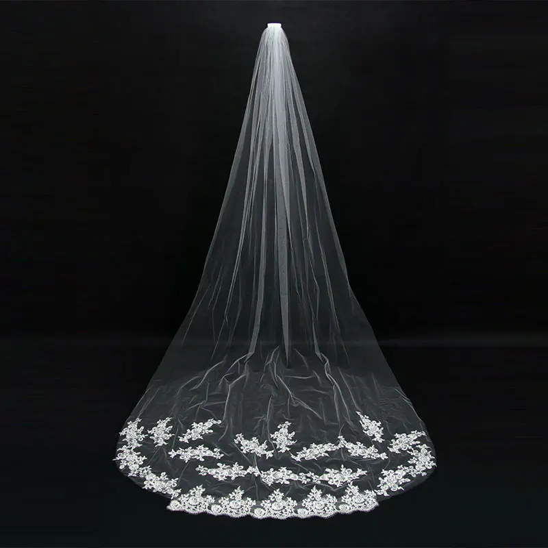 AYiCuthia Wedding Accessories 2018 Appliques Tulle Long Cathedral Wedding Veil Lace Edge Bridal Veil with Comb veu de noiva TS11
AYiCuthia Wedding Accessories 2018 Appliques Tulle Long Cathedral Wedding Veil Lace Edge Bridal Veil with Comb veu de noiva TS11