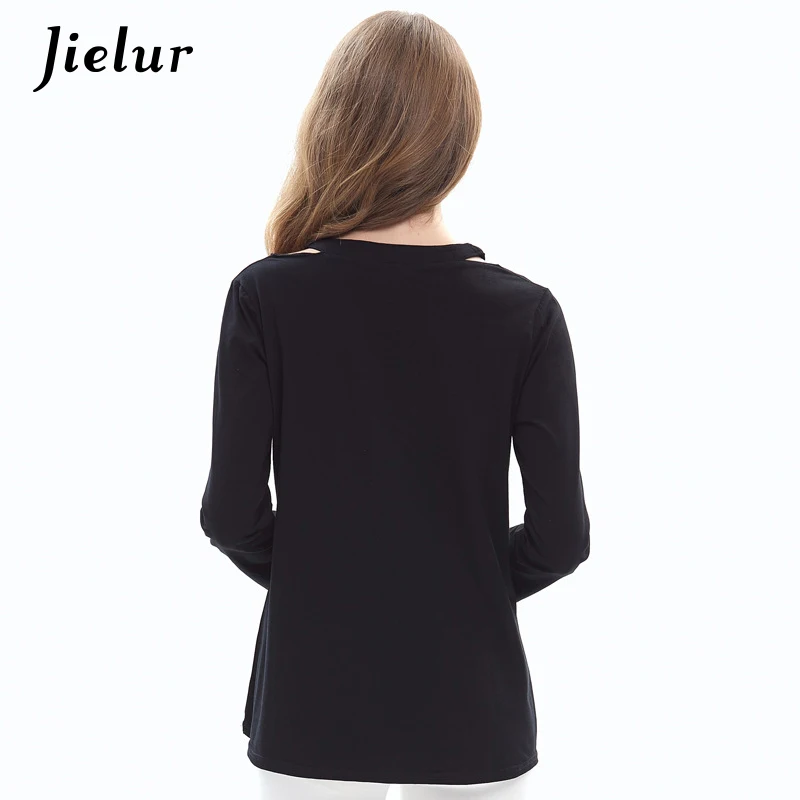 Jielur Plus Size XL-5XL Hollow Out V-neck Women T-shirts Long-sleeved Solid Color Black T-shirt Spring Casual Loose Tops Female
Jielur Plus Size XL-5XL Hollow Out V-neck Women T-shirts Long-sleeved Solid Color Black T-shirt Spring Casual Loose Tops Female
