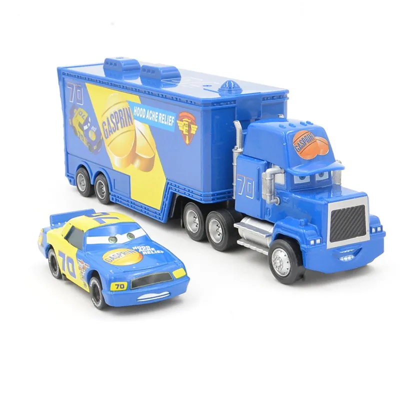 Disney Pixar Cars 2 шт. Lightning Mcqueen No.70 Mack Truck & Dacer 1:55 Литые металлические Легкосплавные и