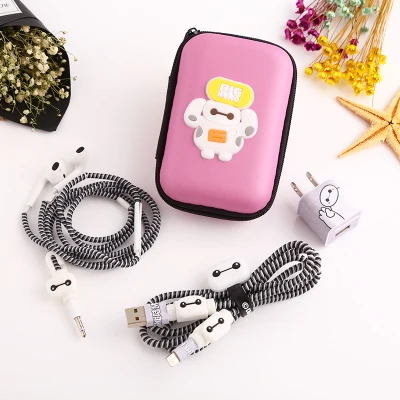 Мультяшный USB кабель для наушников набор протекторов с коробкой стикеры намотки