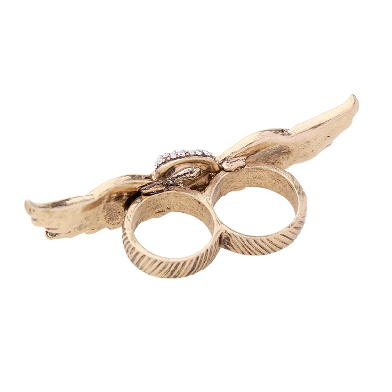 Оптовая цена оптовая античное двойное кольцо с золотым кристаллом в виде лебедя