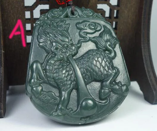 Natural XinJiang gray jade kylin Dragon Amulet Necklace Handwork carven Apotropaion
Natural XinJiang gray jade kylin Dragon Amulet Necklace Handwork carven Apotropaion