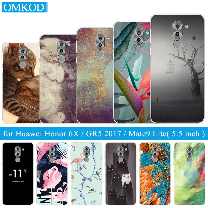 Для Huawei Honor 6X/GR5 2017 чехол силиконовый Фламинго задняя крышка Черный матовый 5