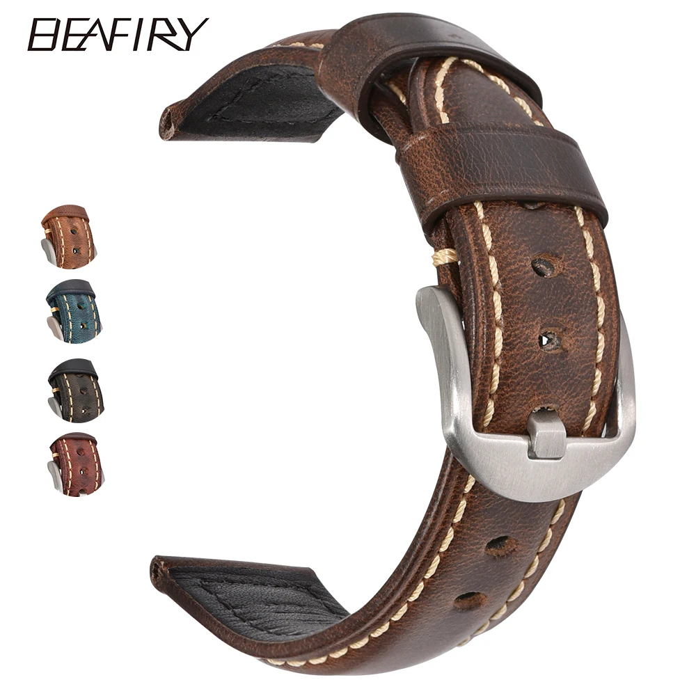 BEAFIRY Fashion Oil Wax Genuine Leather Watch Band 19mm 20mm 21mm 22mm 23mm 24mm Watch Straps Watchbands Belt brown blue black
BEAFIRY Fashion Oil Wax Genuine Leather Watch Band 19mm 20mm 21mm 22mm 23mm 24mm Watch Straps Watchbands Belt brown blue black