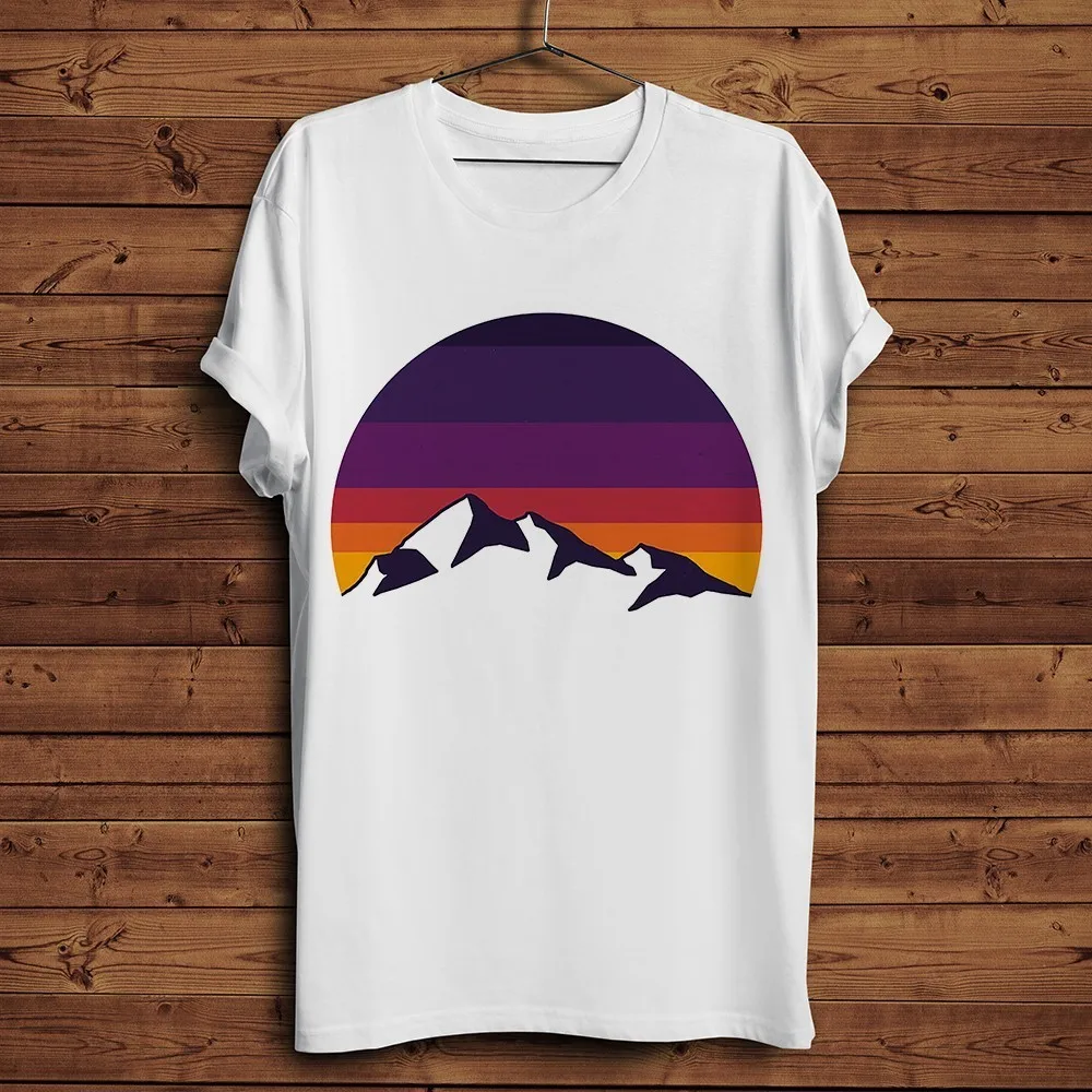 Мужская футболка в винтажном стиле mountain peaks белая Повседневная на лето 2019|Мужские