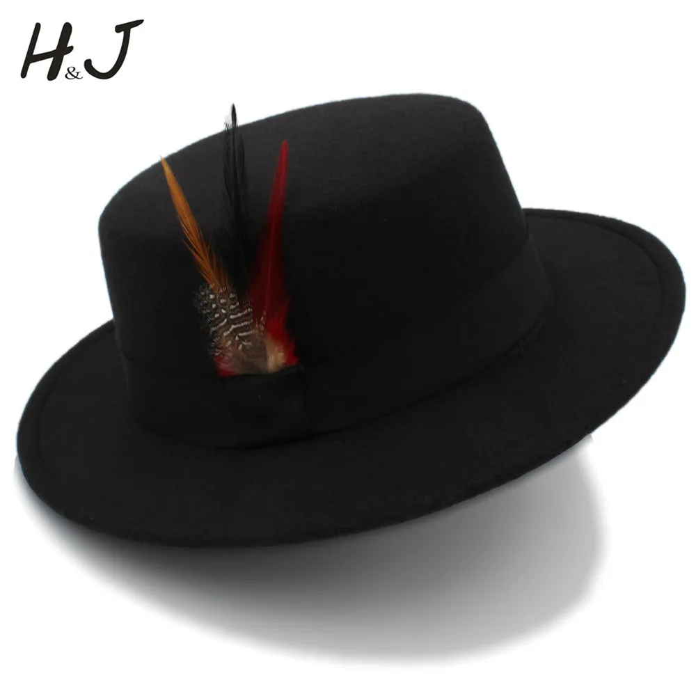 Модная Женская шляпка фетр hombre на плоской подошве для зимы и осени элегантные