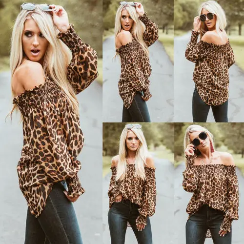 New Fashion Women Chic Shirts Leopard Print Tops Fashion Slash Neck Off Shoulder Puff Sleeve Loose Blouse
New Fashion Women Chic Shirts Leopard Print Tops Fashion Slash Neck Off Shoulder Puff Sleeve Loose Blouse
