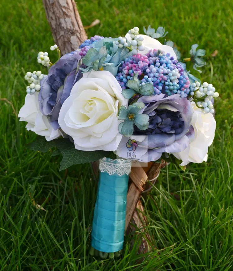 Handmade artificial flower wedding flower bridal bouquet vintage purplish blue rose
Handmade artificial flower wedding flower bridal bouquet vintage purplish blue rose